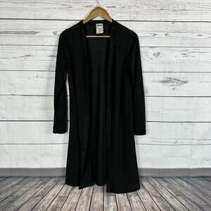 Vocal Cardigan Sweater Womens Small Black‎ Embellished Waffle Knit Open